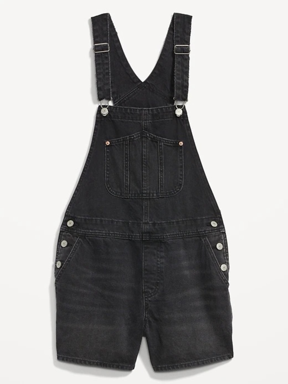 Old Navy Black Washed Denim Short Overalls